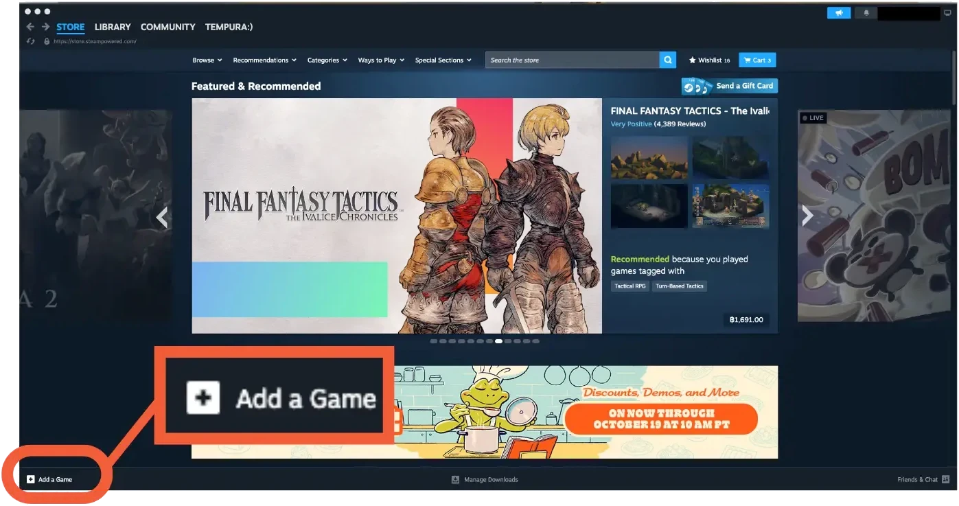Step 1 in Steam: Open Steam